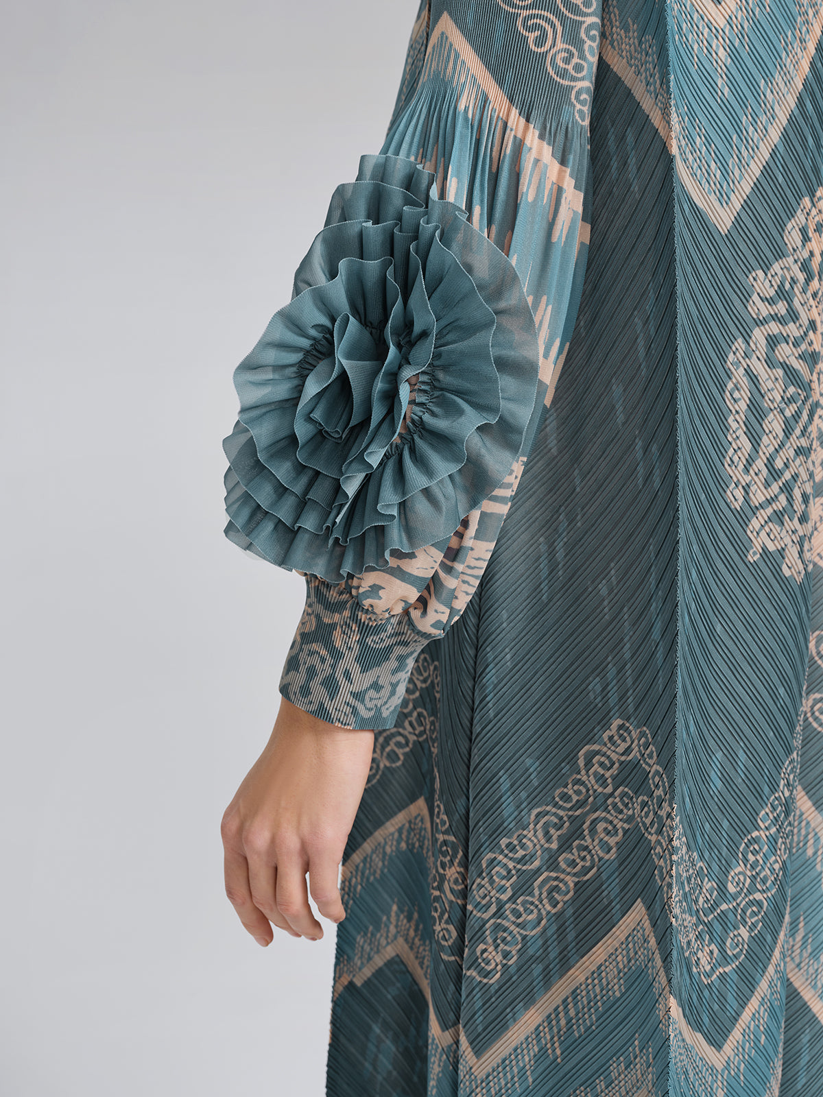 High-Stretch Pleated Printed Loose Dress