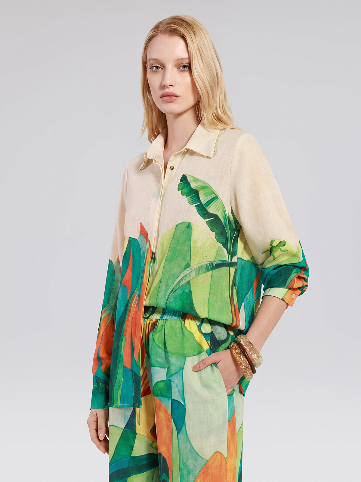Beaded Tropical Abstract Print Set