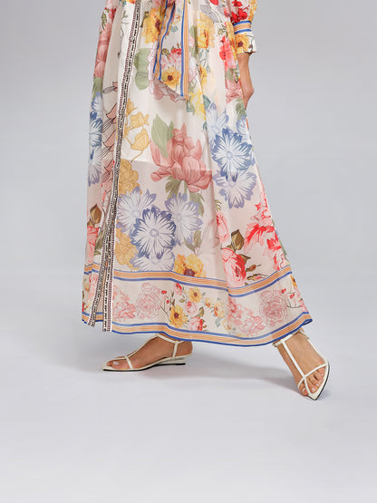 Floral Printed High-Waisted Shirt Dress