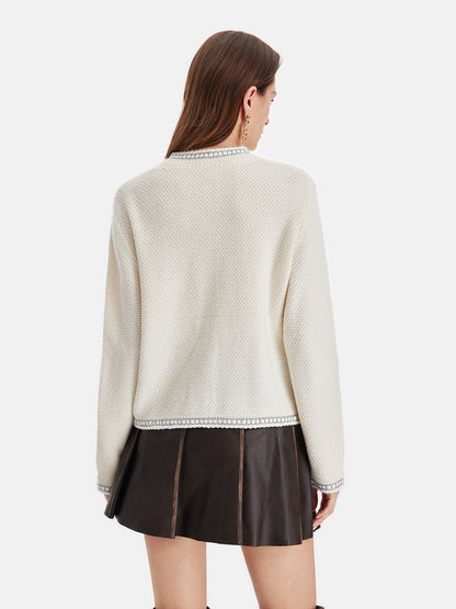 Bead-embellishment Cashmere Jacket