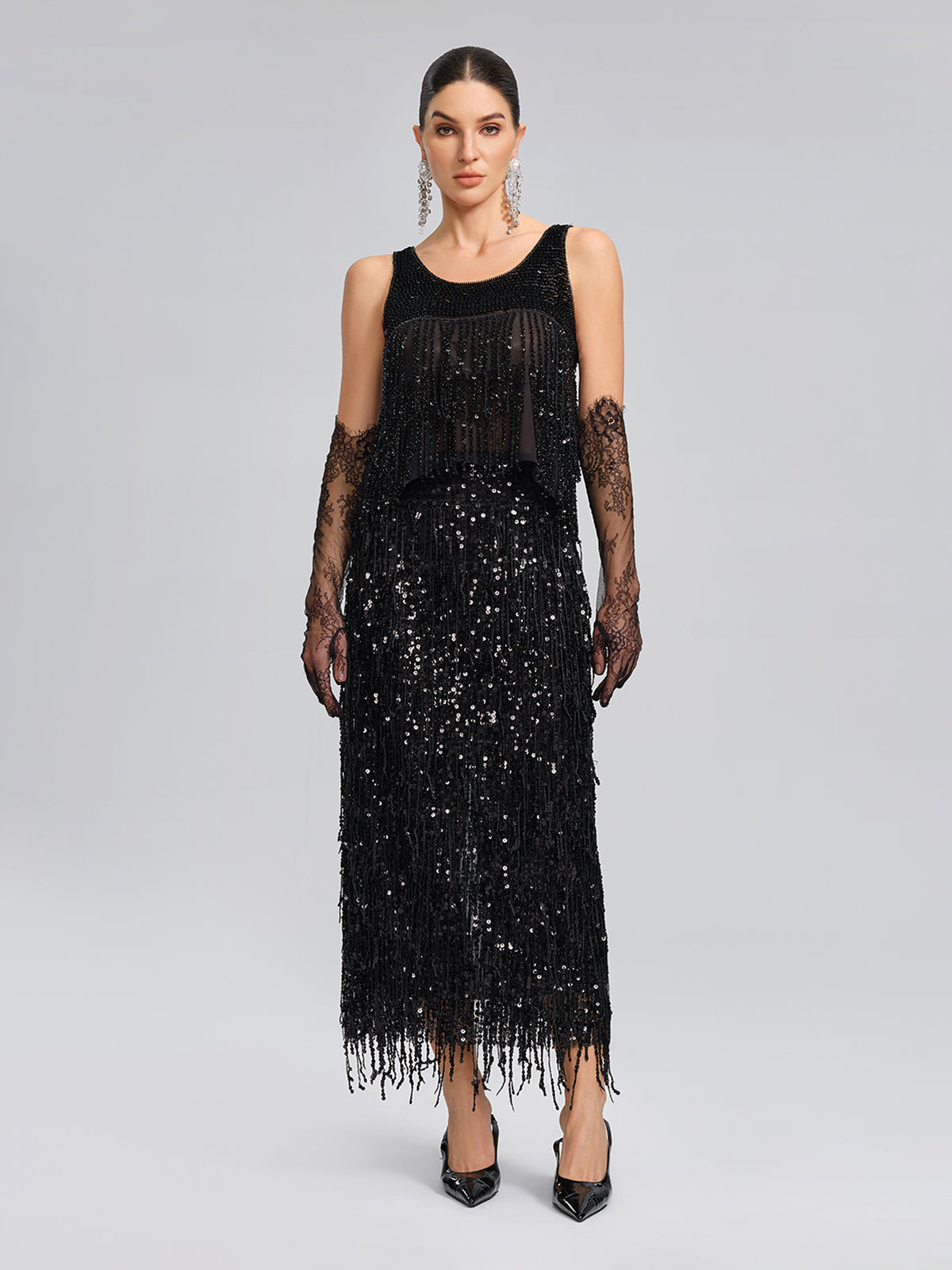 Black Lace Vintage Long Gloves