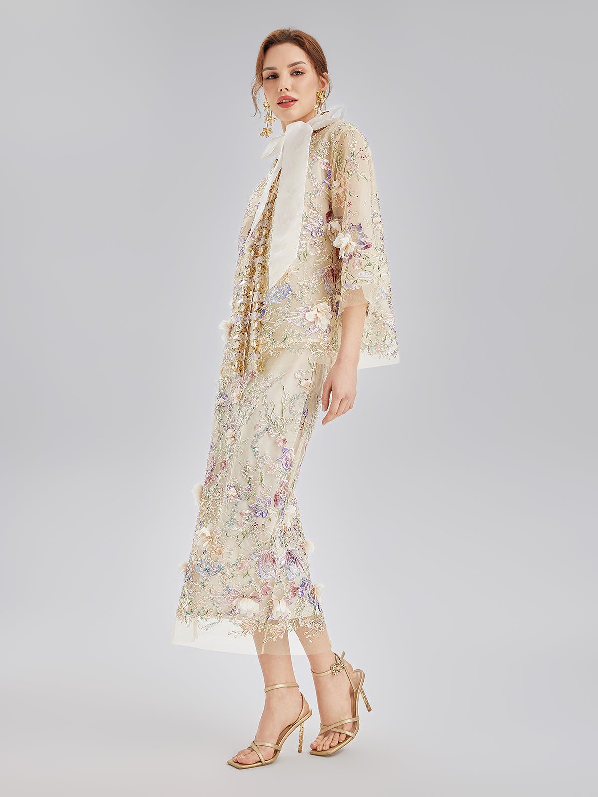 Final Sale | Handcrafted 3D Floral Beaded Embroidered Skirt