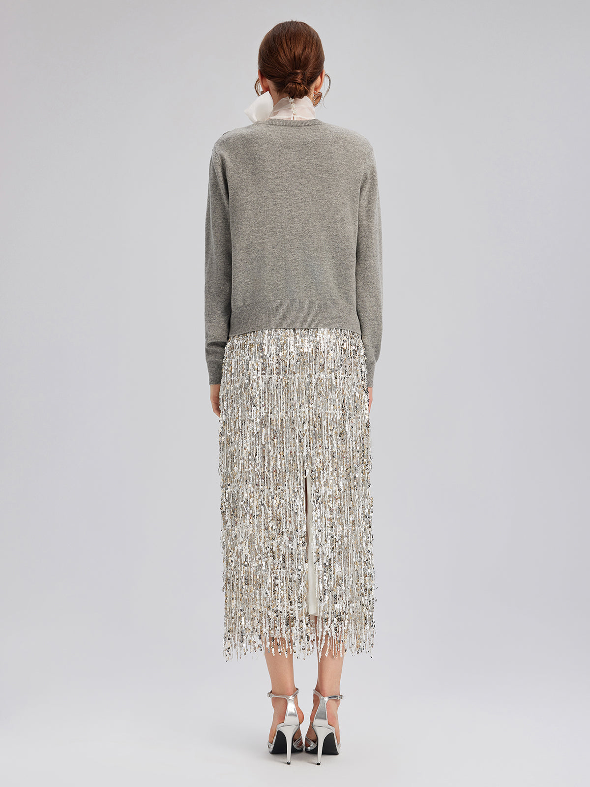 Wool Knit Beaded Cardigan (100% Wool)