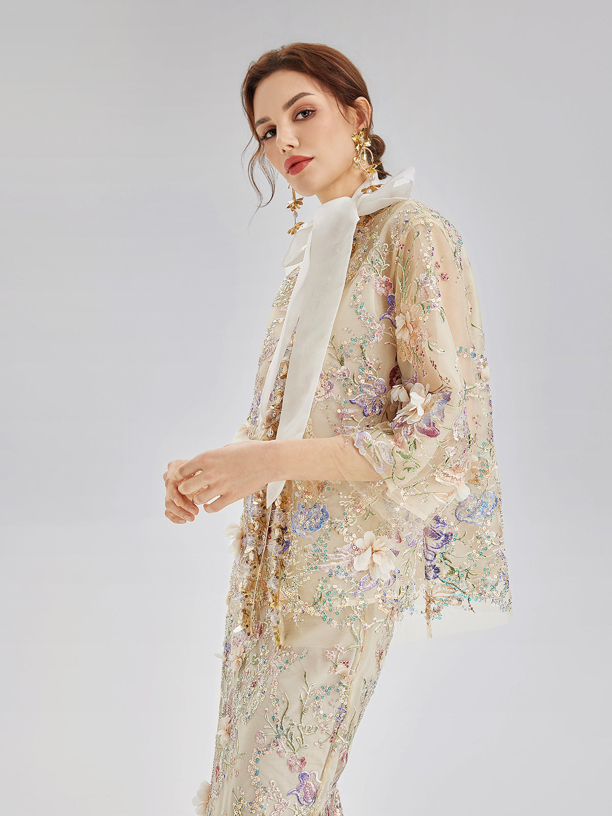 Final Sale | Handcrafted 3D Floral Beaded Embroidery Jacket