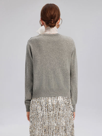 Wool Knit Beaded Cardigan (100% Wool)