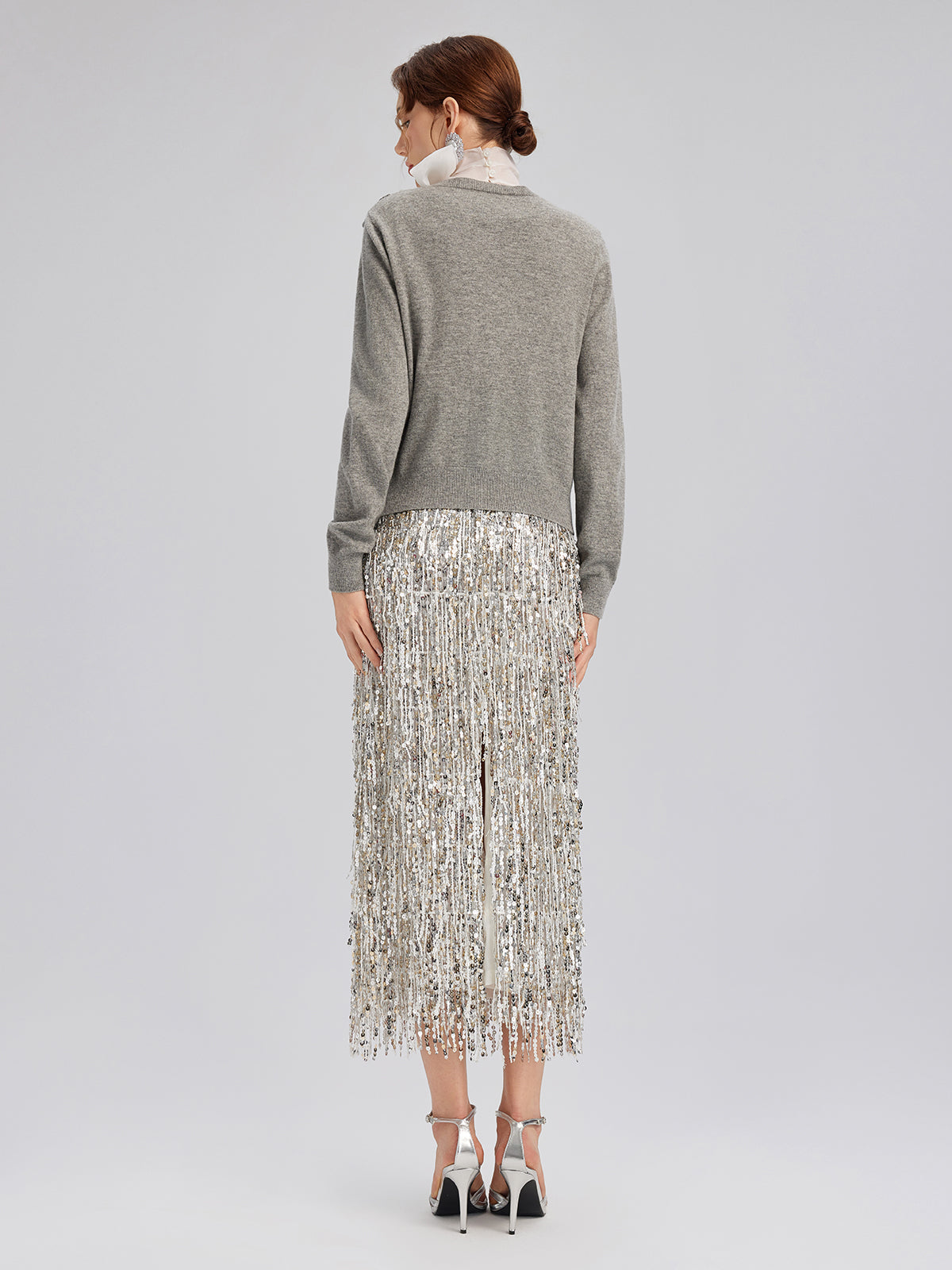 Wool Knit Beaded Cardigan (100% Wool)