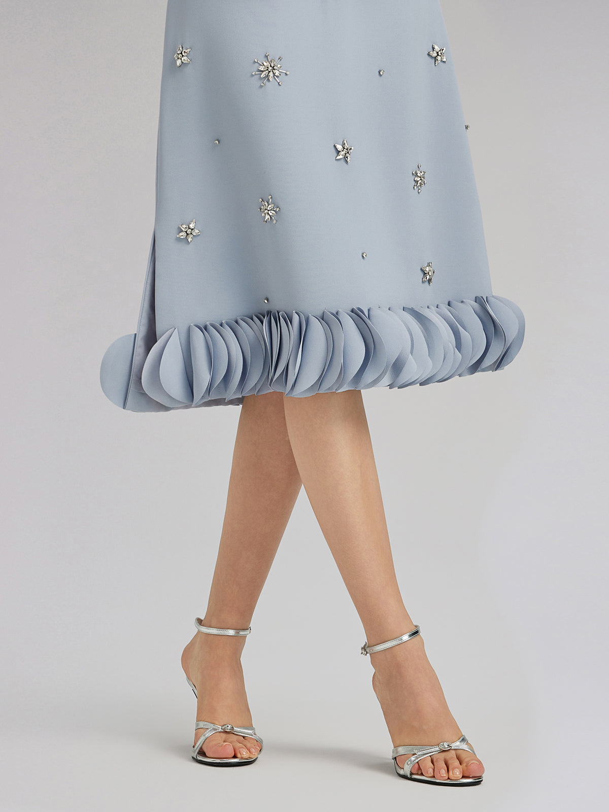 Hand-Sewn Beaded Floral-Trim Dress