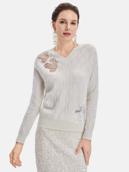 Cashmere Lace Knit Top