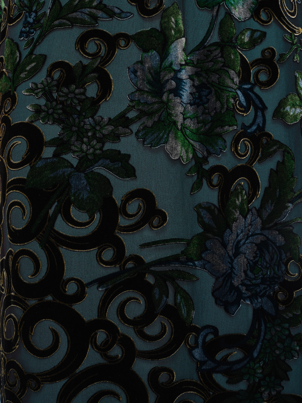 Silk Burnout Velvet Beaded Floral Dress