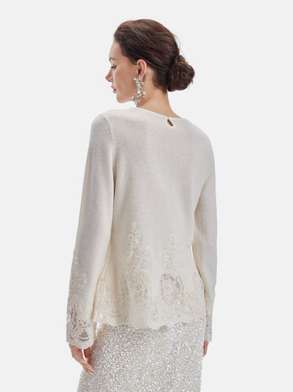 Luxe Cashmere Lace Knit Top