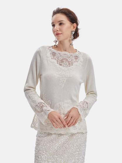 Luxe Cashmere Lace Knit Top