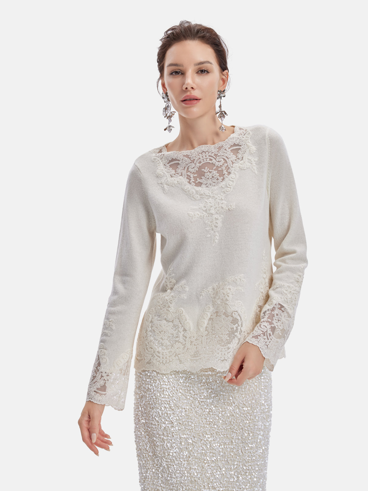 Luxe Cashmere Lace Knit Top