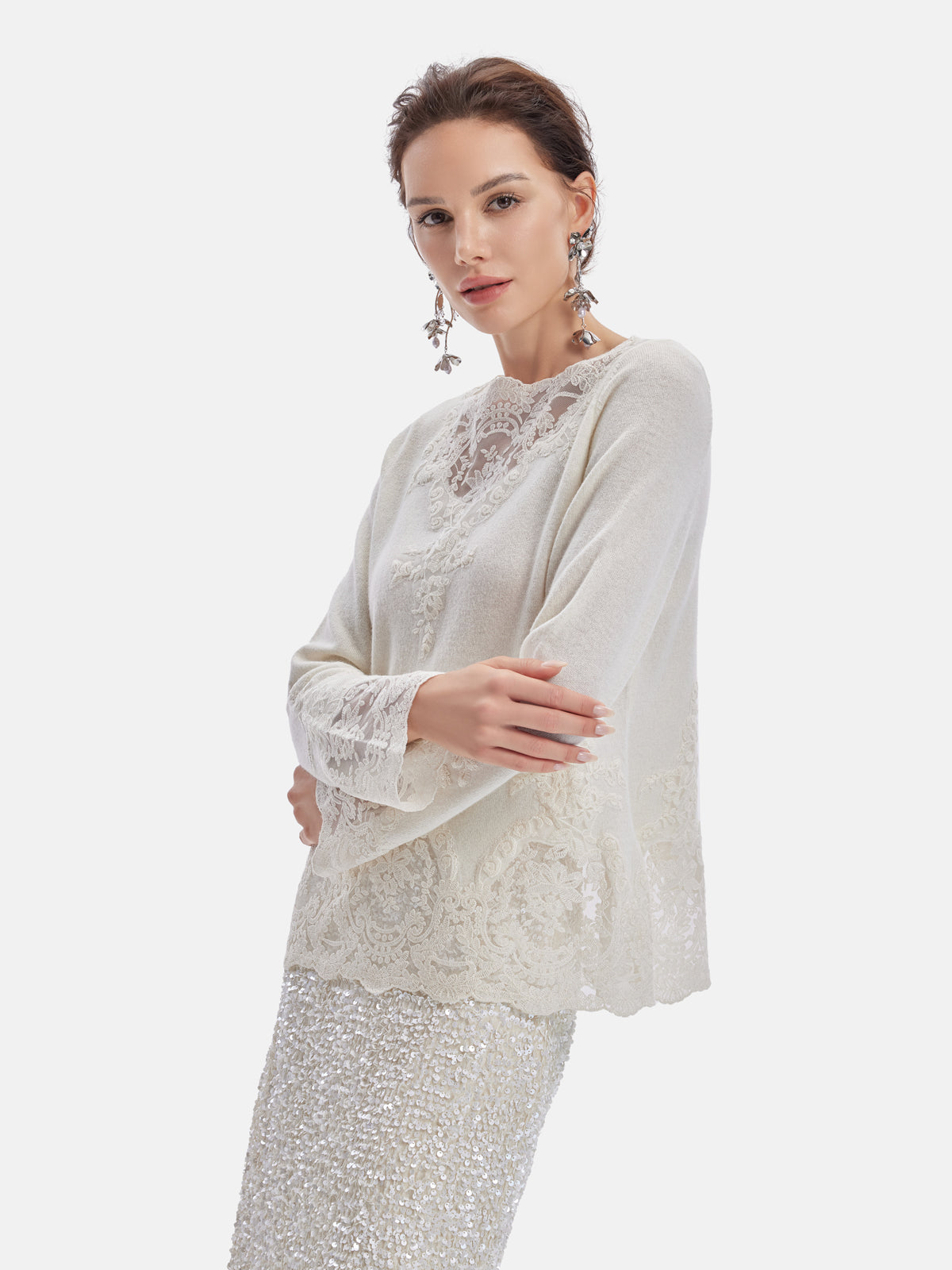 Luxe Cashmere Lace Knit Top