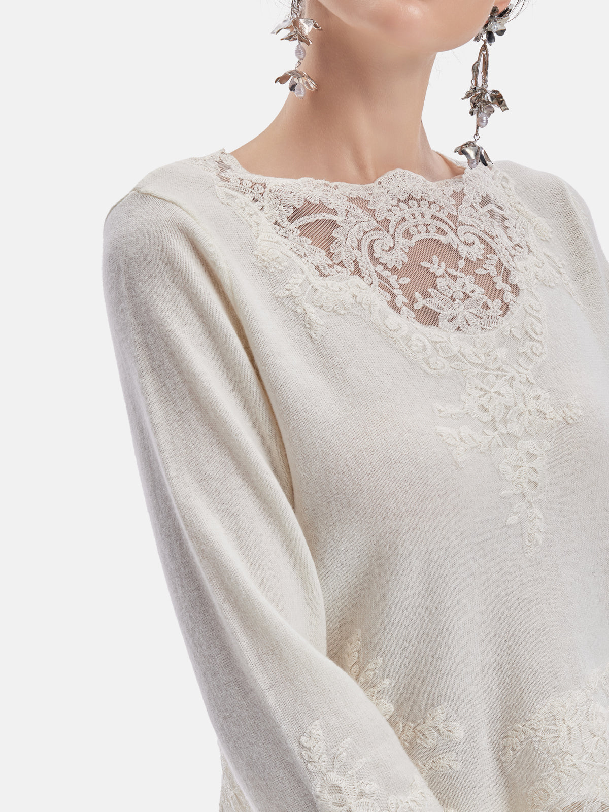 Luxe Cashmere Lace Knit Top