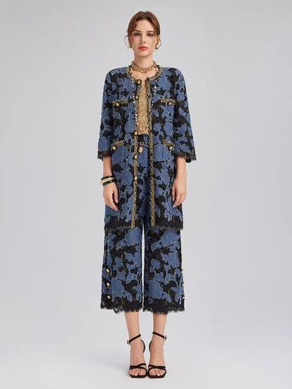 Hand-Sewn Ribbon Jacquard Lace Jacket