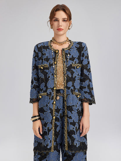 Hand-Sewn Ribbon Jacquard Lace Jacket
