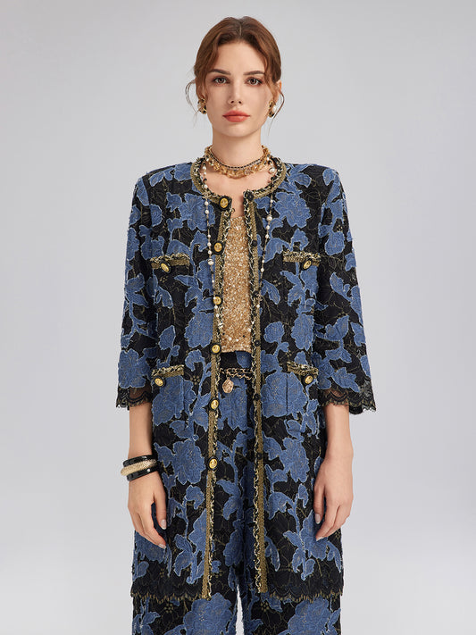 Hand-Sewn Ribbon Jacquard Lace Jacket