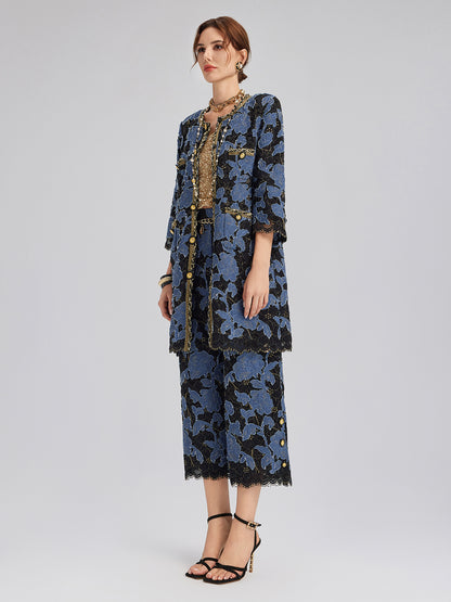 Hand-Sewn Ribbon Jacquard Lace Jacket