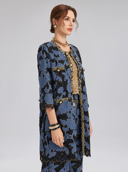 Hand-Sewn Ribbon Jacquard Lace Jacket