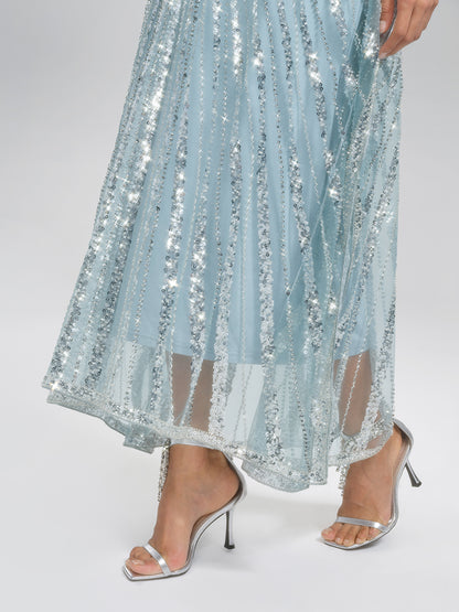 V-Neck Hand-Beaded Relaxed Dress (Inner Dress Included)