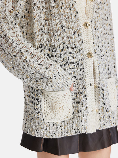 Australian Cashmere Crochet Open Cardigan