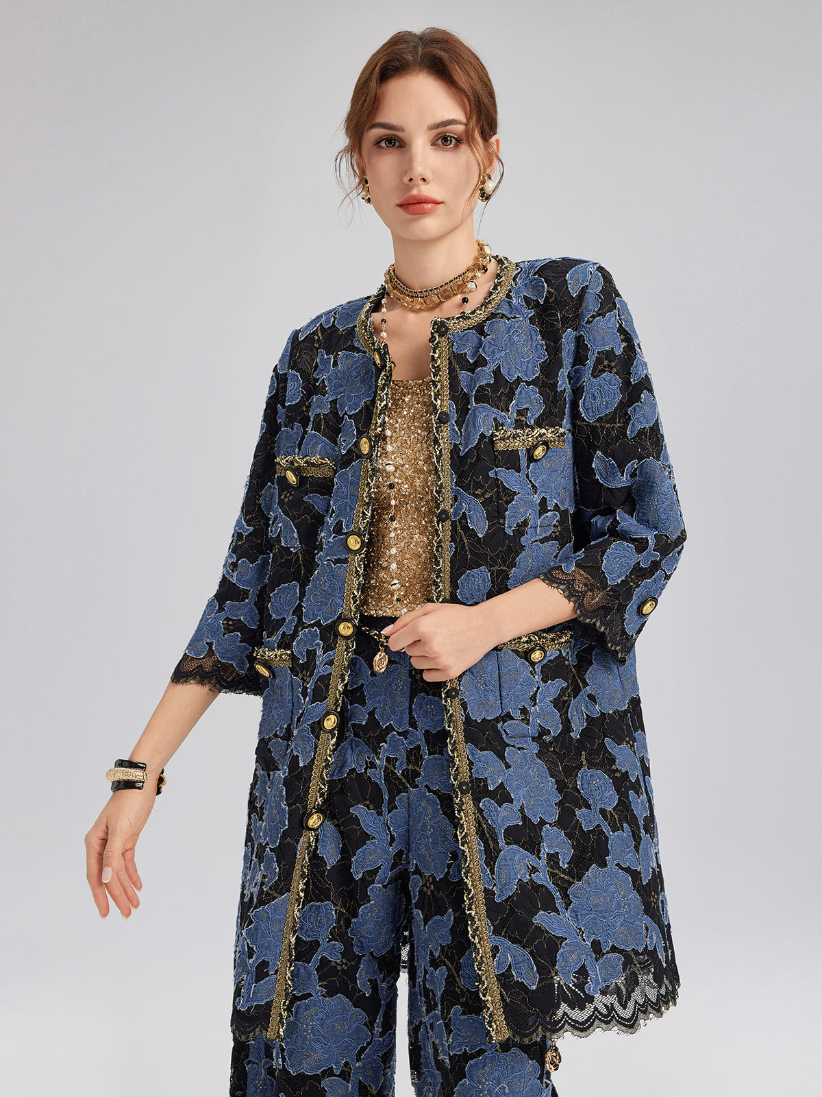 Hand-Sewn Ribbon Jacquard Lace Jacket