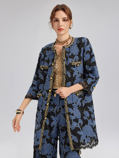 Hand-Sewn Ribbon Jacquard Lace Jacket