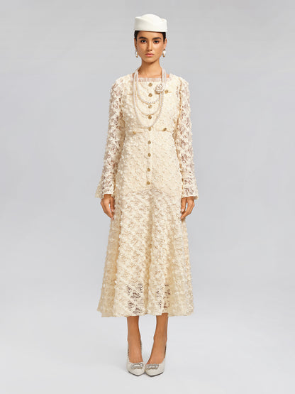 Lace Mermaid Floral Ruffle Dress