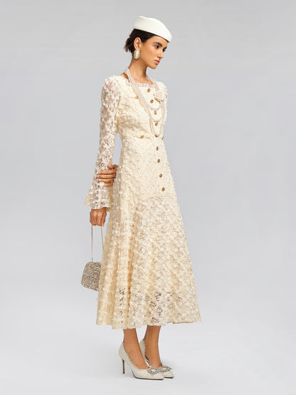 Lace Mermaid Floral Ruffle Dress