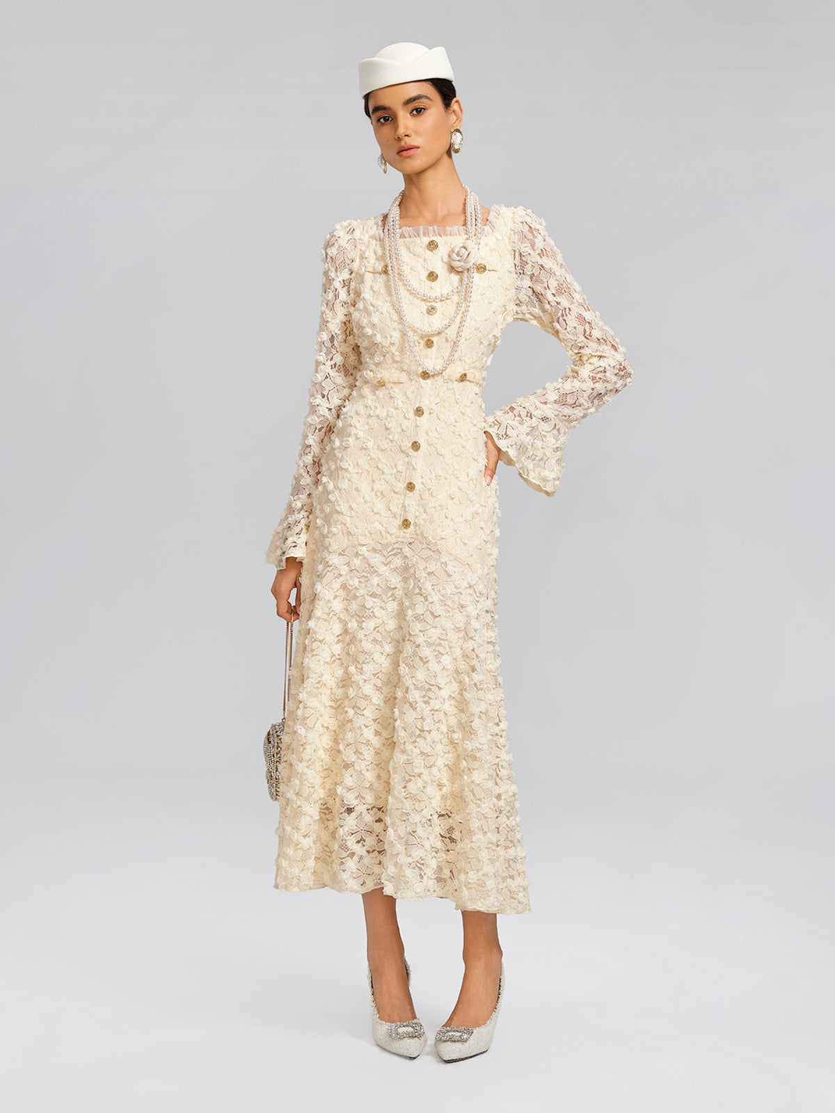 Lace Mermaid Floral Ruffle Dress