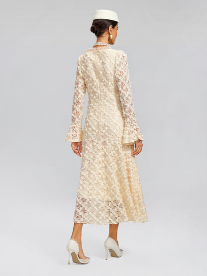 Lace Mermaid Floral Ruffle Dress