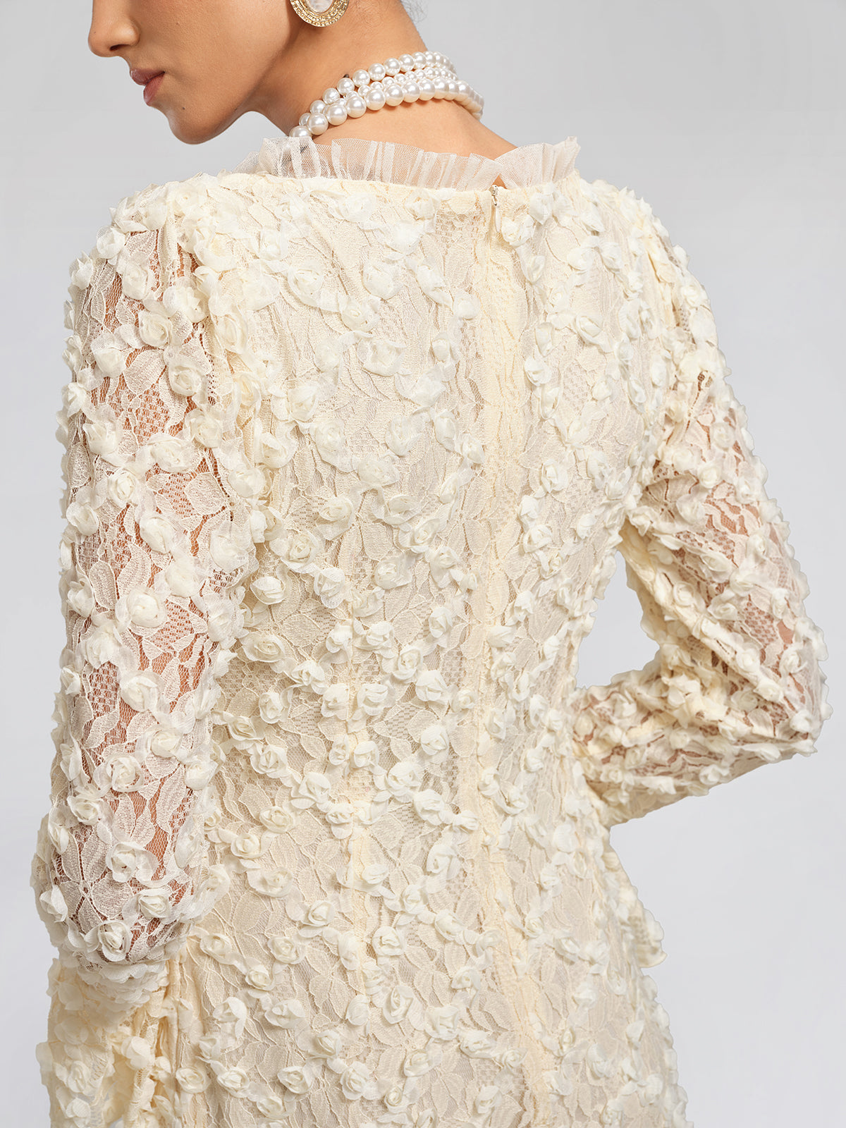 Lace Mermaid Floral Ruffle Dress