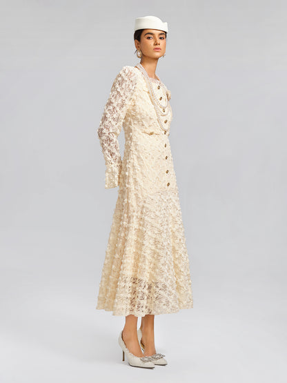 Lace Mermaid Floral Ruffle Dress