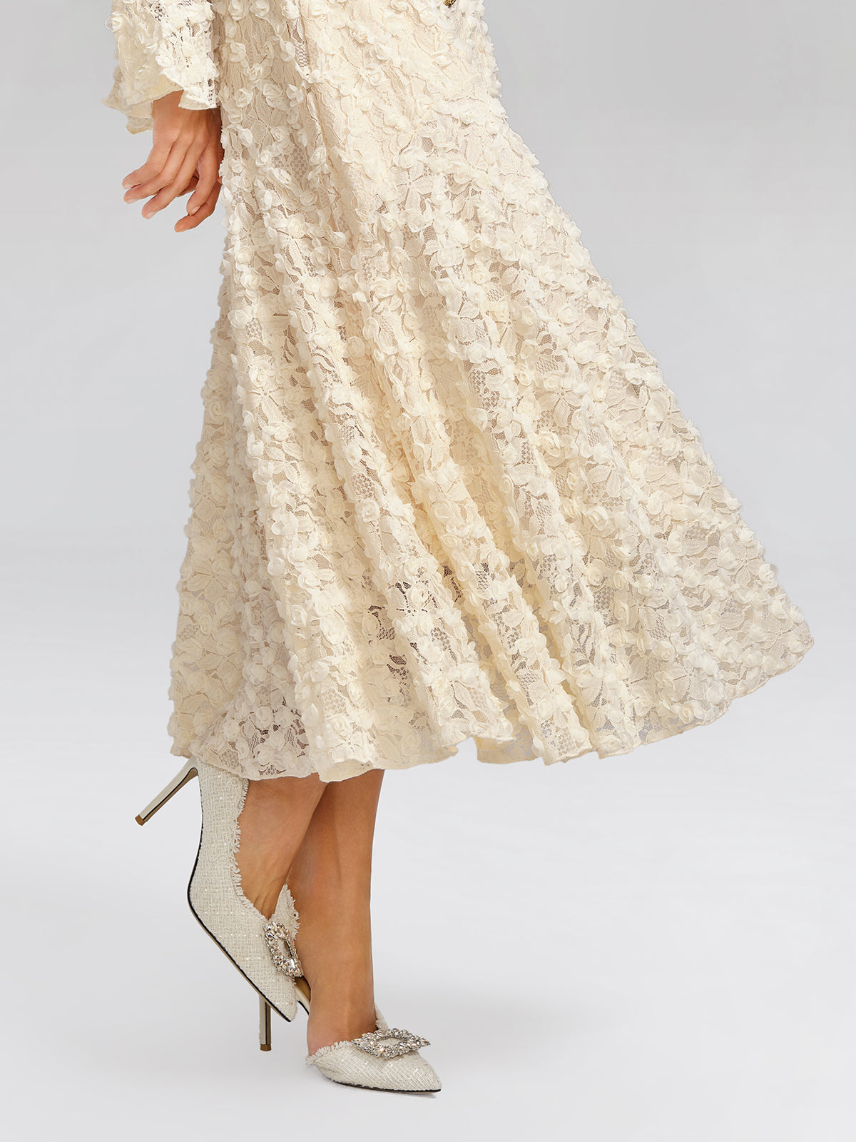 Lace Mermaid Floral Ruffle Dress