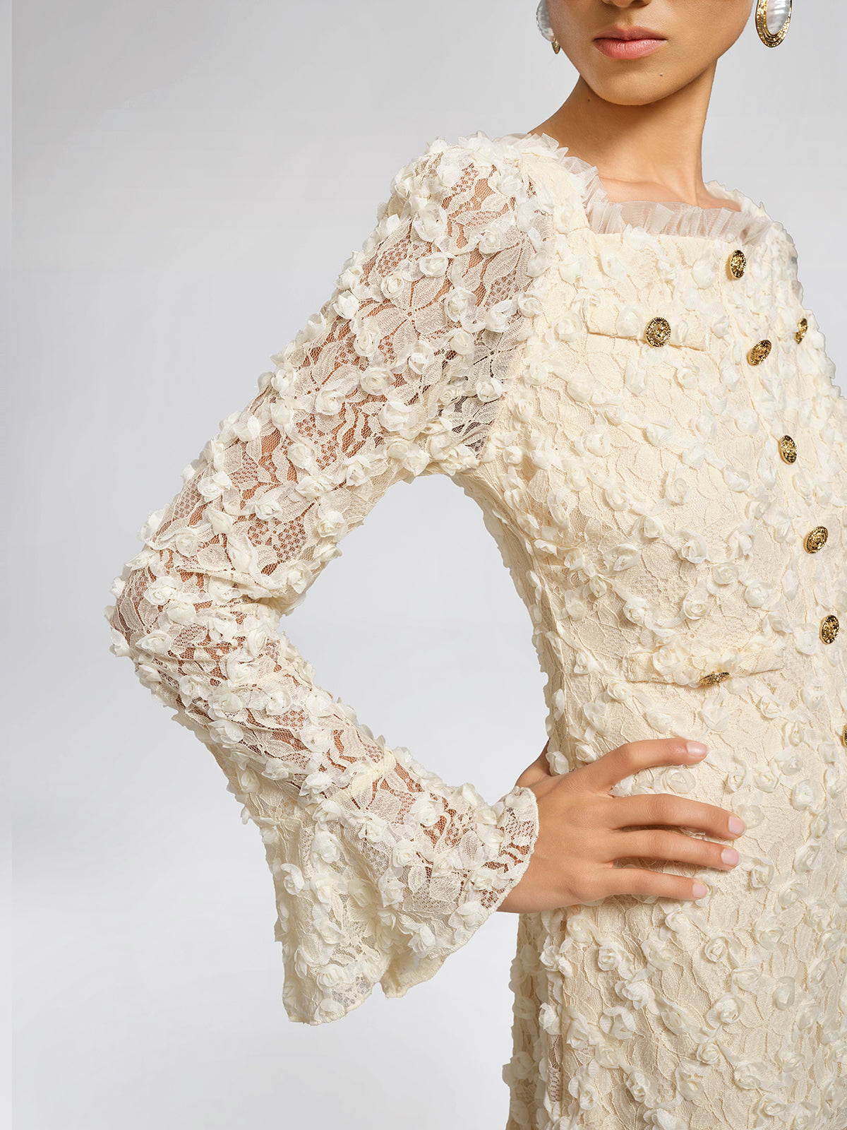 Lace Mermaid Floral Ruffle Dress