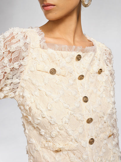 Lace Mermaid Floral Ruffle Dress