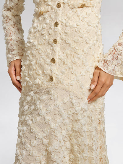 Lace Mermaid Floral Ruffle Dress