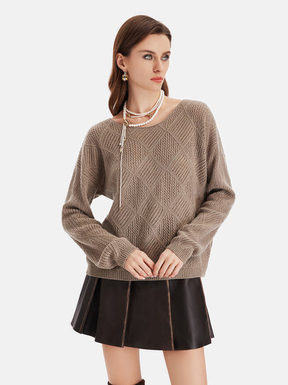 Premium Wool Diamond Knit Pullover