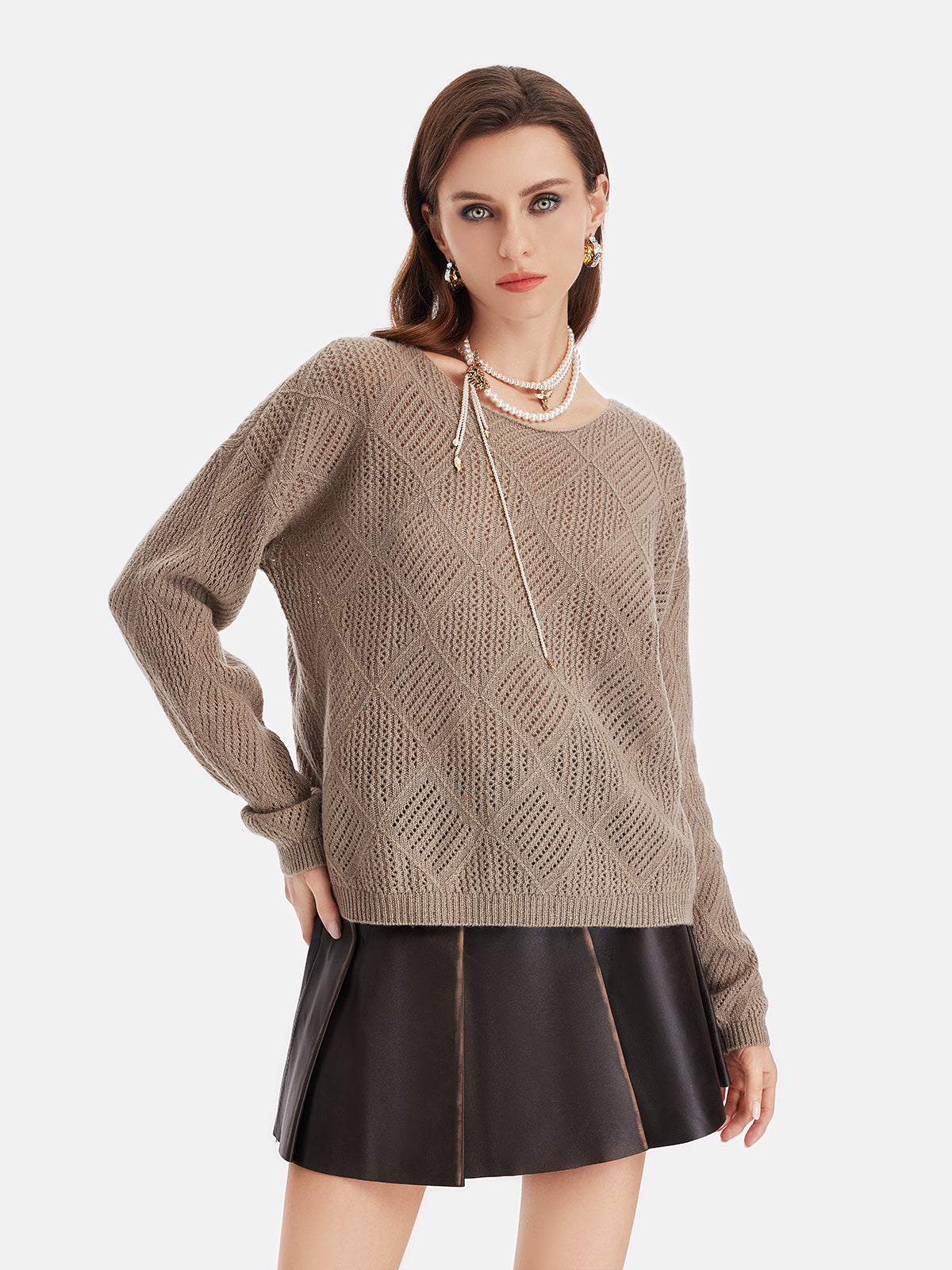 Premium Wool Diamond Knit Pullover