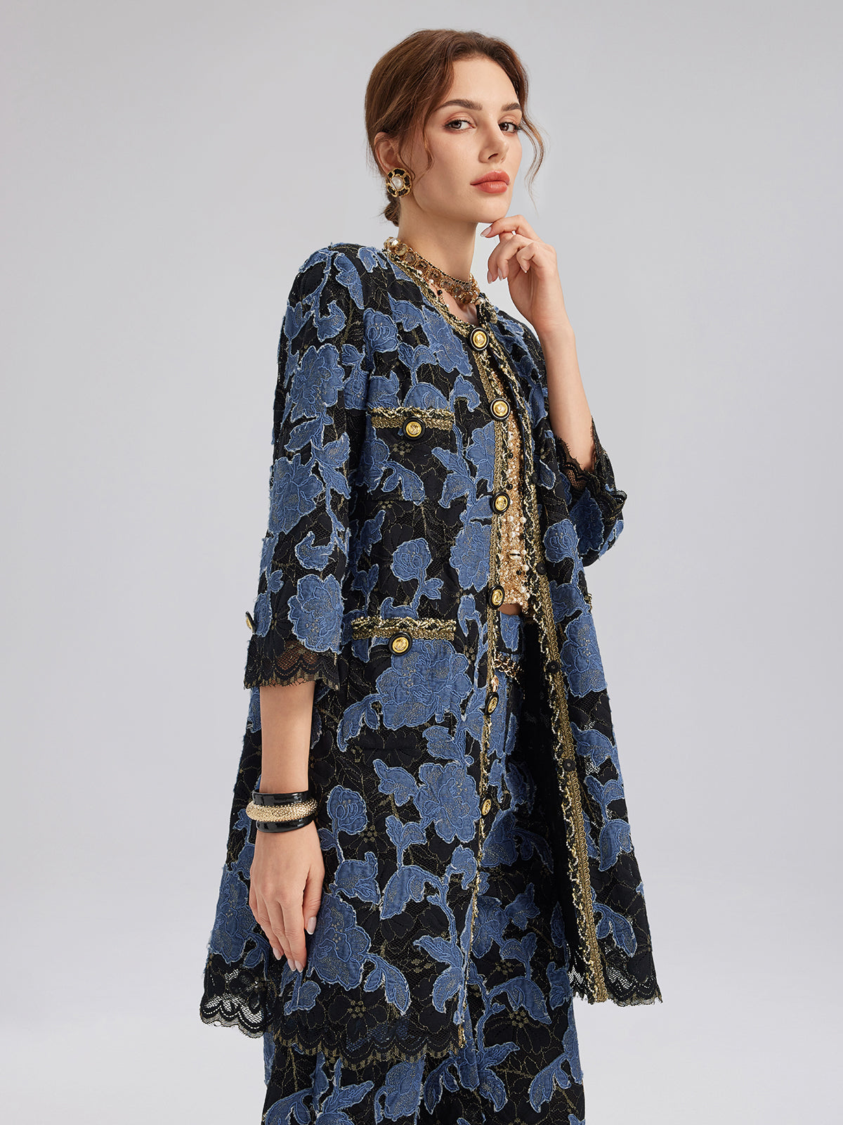 Hand-Sewn Ribbon Jacquard Lace Jacket