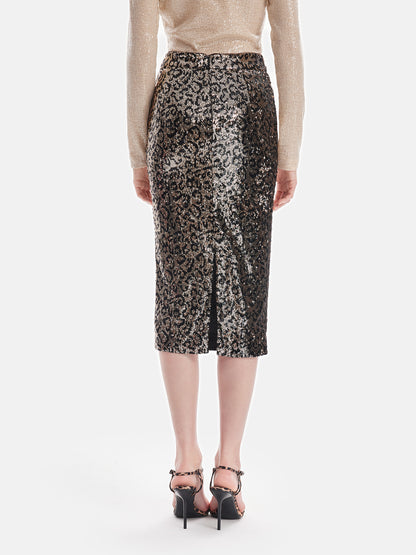 Sequin Leopard Skirt