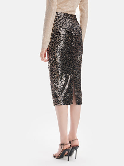 Sequin Leopard Skirt