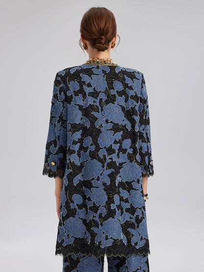 Hand-Sewn Ribbon Jacquard Lace Jacket