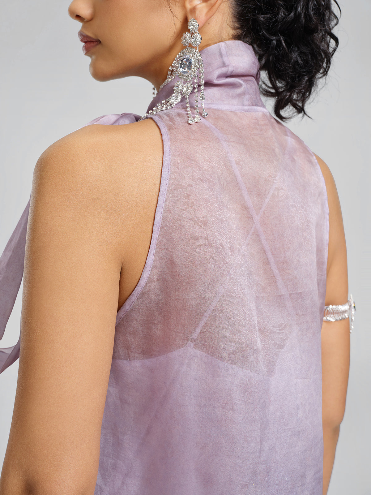 Mulberry Silk Tie-Neck Sleeveless Top (Camisole Included)