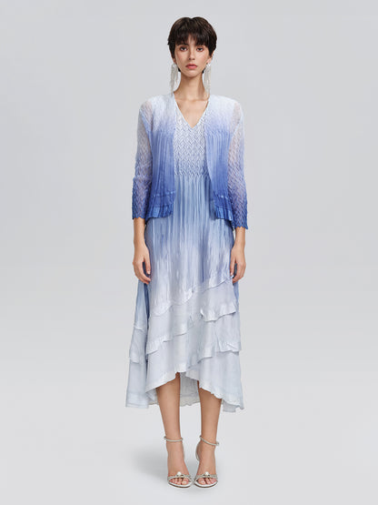 Pleated Gradient Two-piece High-waist Dress Set