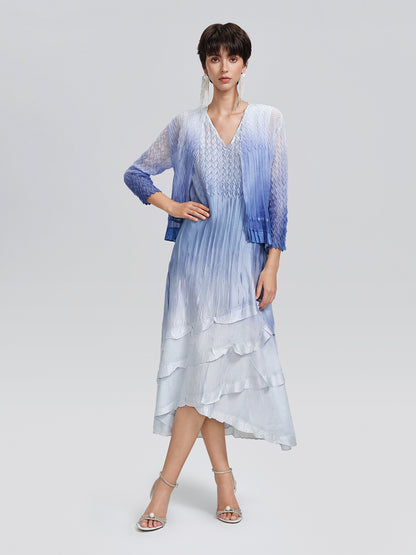 Pleated Gradient Two-piece High-waist Dress Set