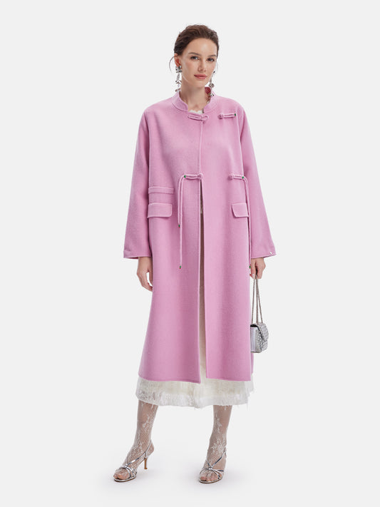 Cashmere Knot-Button Trench Coat