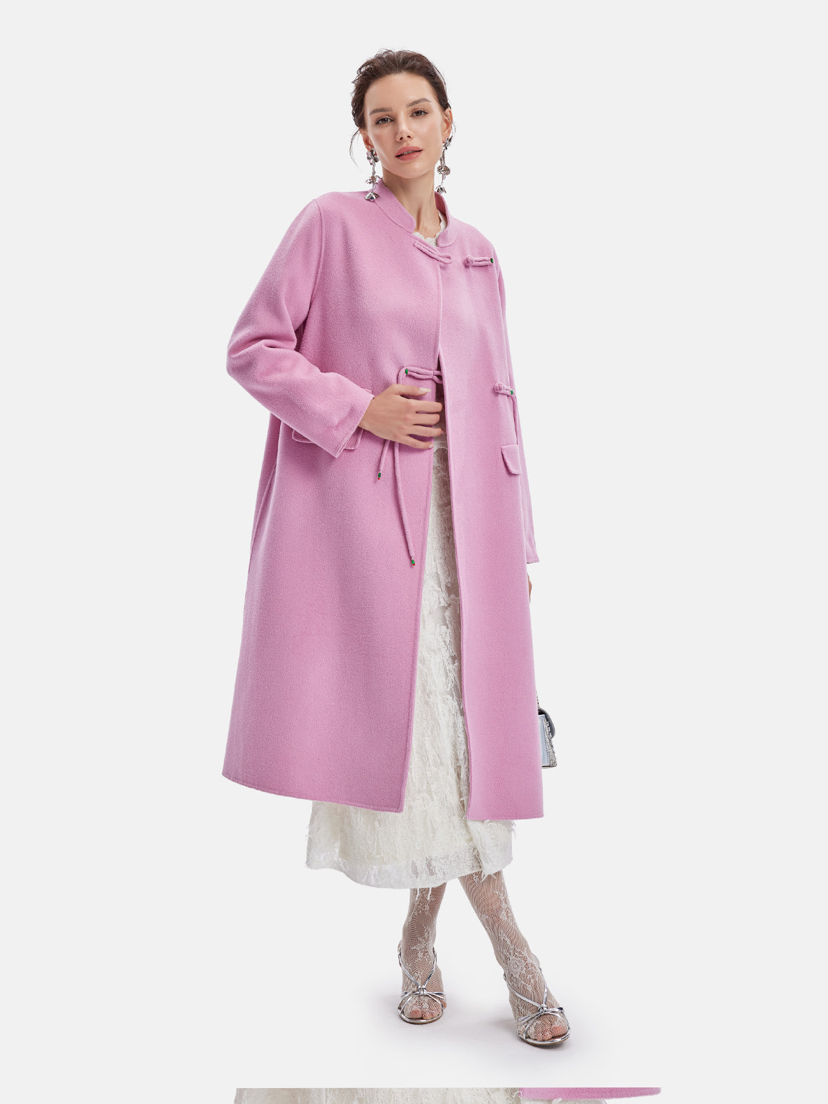 Cashmere Knot-Button Trench Coat