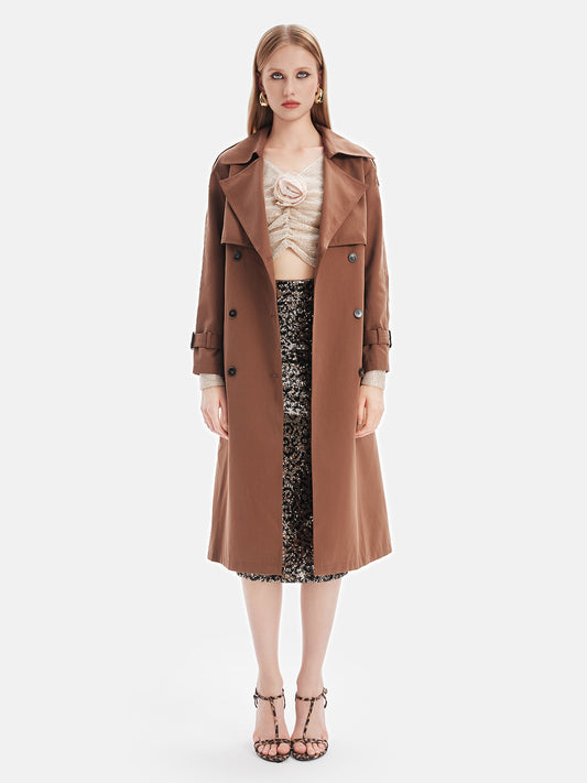 Classic Lapel Double-Breasted Trench Coat