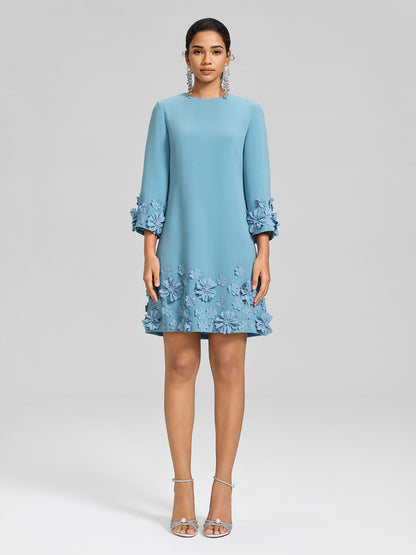 3D Floral Embellished Shift Dress
